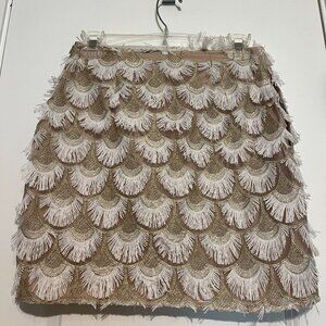 On Twelfth Mini Skirt with Gold and White Embroidery, Size S